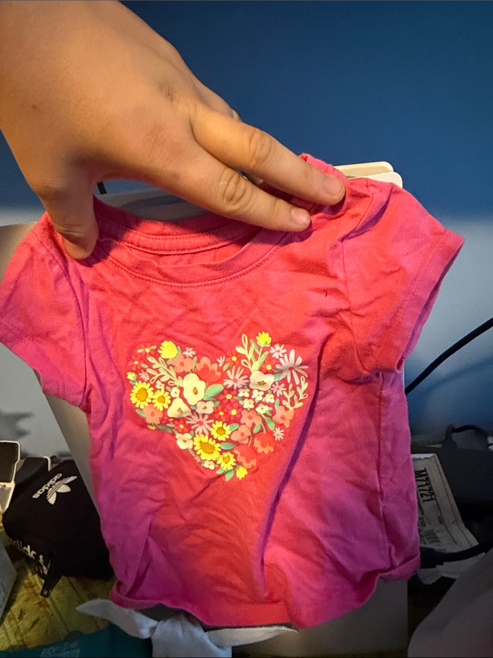 Cat & Jack Pink Floral Heart Short Sleeve Tee